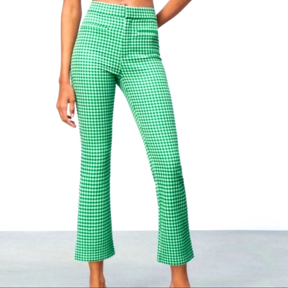 Zara Gingham Flare Pants
